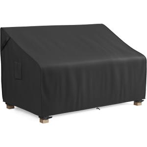 MR.COVER 2-Seater Patio Loveseat Cover, Patio Furniture Covers Waterproof, Fits up to 60W x 35D x 35H inches, with Air Vent and Handles, Black