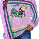 DUTUT Mardi Gras Sweatshirt for Women: Mardi Gras Shirt Sequin Sparkly Crewneck Sweater Carnival Party Pullover Top (Small, Purple)