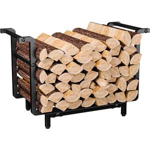 FNBAR Firewood Rack Outdoor&Indoor, Wood Storage, Firewood Holder for Fireplace, Patio, Garden, Supports Up to 300lb, Small Firewood Rack, Black