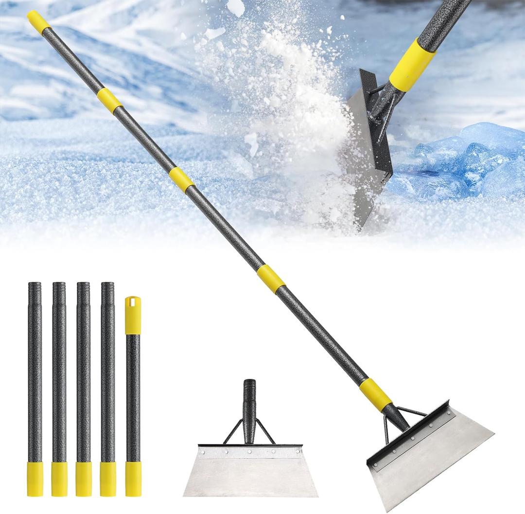 Garden Flat Shovel - Snow Ice Scraper, 60" Multifunctional Garden Cleaning Shovels, Heavy Duty Floor Scrapers Long Handle,Metal Weeding Scraper for Lawn Edging, Snow Ice Removal
