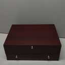 Wallace Flatware Storage Chest with Felt Lining and Drawer, Dark Walnut Finish, 15 Inch Wooden Silverware Organizer for Elegant Storage
