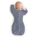 SwaddleDesigns Transitional Swaddle Sack, Arms Up Half-Length Sleeves & Mitten Cuffs, Swaddle for Newborn Transition to Baby Sleep Sack Wearable Blanket, Medium, 3-6 Month, 14-21 lb, Heathered Denim