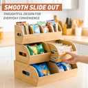 Onion Storage, Potato Storage, Potato and Onion Storage Bin, 3 Tier Stackable Bamboo Storage Bins, Pantry Storage Bins, Ventilated Potato Storage Bin, Slide Out for Vegetable, Pantry, Fruit