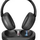 Wireless Headphones for TV Watching - Manual-Select Screen Transmitter & LED Charging Dock, Zero Latency, 100ft - 2.4G & Bluetooth Headset for Samsung/LG/Sony TVs, Seniors, Hard of Hearing