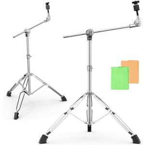 2 Pack Boom Cymbal Stand, Adjustable Cymbal Stand Boom Stand for Drum Hardware Percussion Mount Holder Gear Set Drum Hardware Set, Double Braced Legs with Rubber Feet Ride and Crash Cymbal Stands (slivery) 2 Pack Boom Cymbal Stand, Adjustable Cymbal Stand Boom Stand for Drum Hardware Percussion Mount Holder Gear Set Drum Hardware Set, Double Braced Legs with Rubber Feet Ride and Crash Cymbal Stands (slivery)