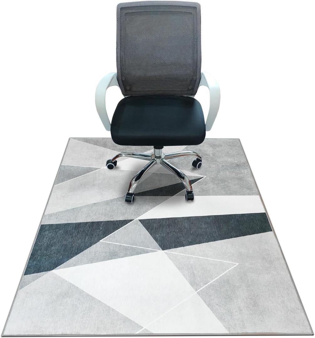 Office Chair Mat for Hardwood Floor & Low-Pile Carpet, 60"*48" Highly Premium Quality Under Desk Mat 3.86lbs Anti-Slip Rolling Chair Mat for Carpet/Laminate Floor Black White
