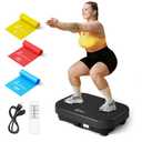 SoftGym Vibration Plate Exercise Machine for Lymphatic Drainage,Power Vibrate Stand Shake Board 450 Lbs Capacity Whole Body Workout Waver with Fitness Resistance Bands Weight Loss Gifts for Women Men (Only Vibration Plate and Cord are included)