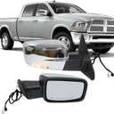 Passenger Side Mirror Compatible with 2013-2018 Dodge Ram 1500 2500 3500 Mirrors with Heated Puddle Lamp Tuning LED Signal Power Fold Chrome(9+2Pins)