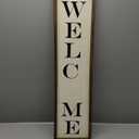 Surfapans Interchangeable Welcome Sign for Front Porch Standing 45"X9" Large with 12 Pcs Replaceable Icons Outdoor Decorations Frame Tall Vertical Outside Farmhouse Rustic Door Decor (Wood)