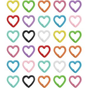 30 Pieces Heart Shape Carabiners, Color Bag Rings Carabiner with Painted Surface for Keychain, Backpack, DIY Craft Accessories