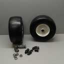 AR-PRO (2-Pack) 13x6.50-6 Flat Free Tire and Wheel - Universal 13x6.5-6 Solid Rubbe Riding Lawn Mower Tire with Rim - With 5.5"-7.8 Centered Hub and 3/4" Bearings extra 5/8" 1/2 Bushings (White(Smooth Tread))