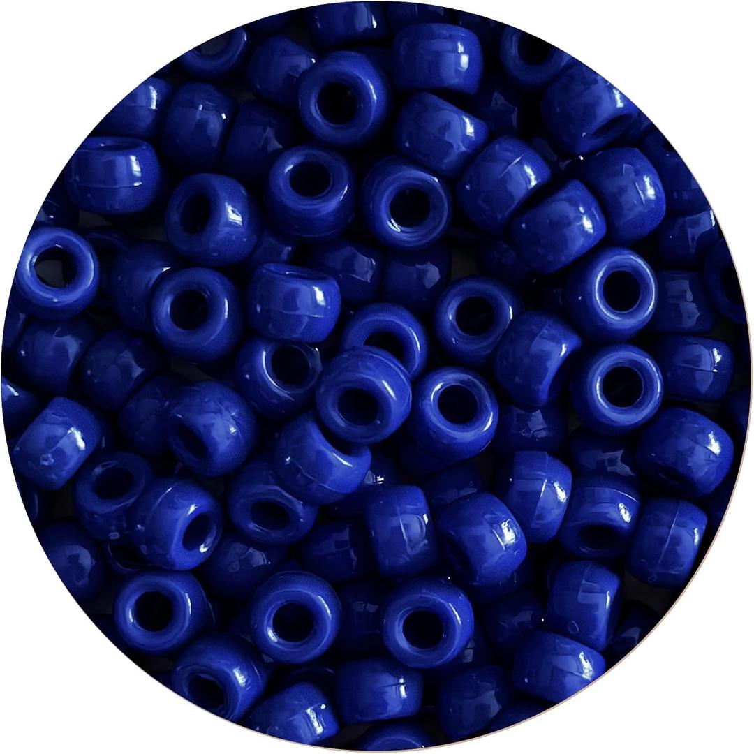 1000Pcs Royal Blue Pony Beads 6x9mm Bulk Acrylic Kandi Beads for Bracelets Jewelry Making Hair Braiding and DIY Crafts