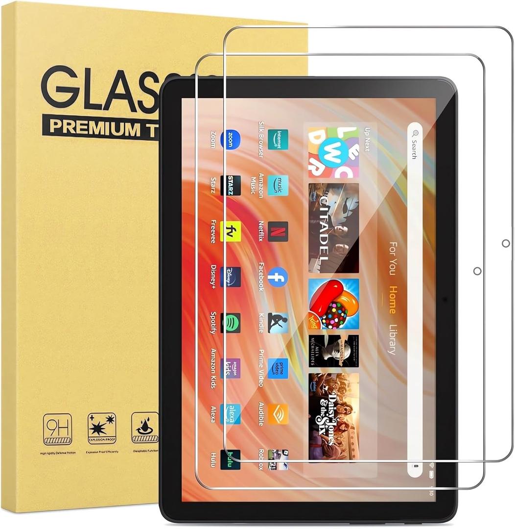 [ 2 Pack] Tempered Glass Screen Protector for Kindle Fire 7 Tablet 2022 Release 12th Generation,Shockproof HD Plus Clear Protector (Clear, 7 Inch Fire 7 2022) (7 Inch Fire 7 2022, Clear)