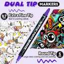 FUMILE 48 Colors Acrylic Paint Marker Dual Tip(Fine and Dot Tip), Paint Pens Acrylic Markers for Wood, Rock, Plastic, Glass, Ceramic, Canvas.Acrylic Markers Set for DIY Christmas Card and Art
