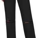 Straight Leg Jeans for Women Trendy High Waisted Cropped Boyfriend Mom Stretchy Frayed Hem Loose Wide Leg Baggy Pants (Black)