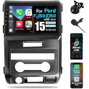 Roinvou [2G+64G] Car Radio for Ford F150 F-150 2009 2010 2011 2012 with Wireless Carplay/Android Auto, 9 Inch Touch Screen for F150 Stereo with GPS Navigation/Bluetooth/5GHz WiFi/EQ/DSP/Backup Camera