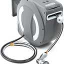 Betta EaseReel Battery-Powered Wall-Mounted Retractable Hose Reel, with Quick-Access Dual Hose Length Control, 8 Spray Patterns Nozzle, Automatic Roll-Up & Tangle-Free Hose Guide (1/2'', 100FT/30m)