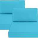 Outdoor Chair Cushions for Patio Furniture with Waterproof Detachable Cover, Deep Seat Couch Cushion Replacement and Backrest Pillow Set for Sectional Sofa, 25.6 x 25.6 Inch, Teal, Set of 2