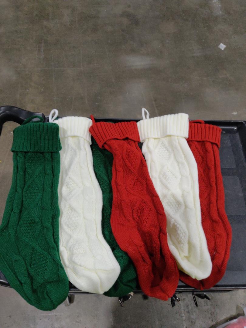 Hommtina Christmas Stockings, Personalized Christmas Stockings 18 Inches Large Size Cable Knitted Stocking Gifts (6pcs White/Red/Green)