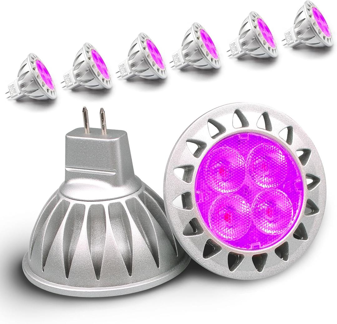 ALIDE Pink MR16 GU5.3 Led Bulbs 5W,20W 35W 50W Halogen Equivalent,12V Low Voltage MR16 Led Pink Bulbs for Halloween Outdoor Landscape Yard Garden Tree Pool Holiday Lighting,38 Deg,6 Pack