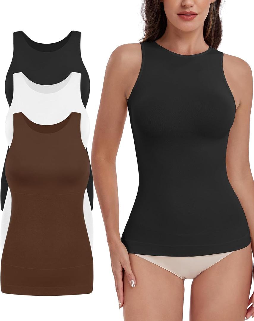 EUYZOU Women Shapewear Tummy Control Tank Tops Seamless Compression Tops Body Shaper Camisole L