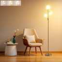 Fiqevs Upgraded Dimmable Globe Floor Lamp for Living Room, Mid Century Modern Gold Tree Floor Lamps with LED Bulbs, Elegant Standing Lamp for Bedroom Office Dining Room