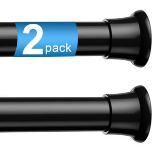 2pack Tension Curtain Rod 30 to 62 Inch, Black Spring Tension Curtain Rod Adjustable Expandable Curtain Rod No Drilling, Spring Loaded Curtain Rods for Windows, Bedroom, Doorway Door, Closet