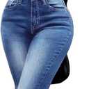 Womens Plus Size Boot Cut Jeans for Women Embroidered Jeans Flare Jean High Waist Stretchy Bell Bottom Denim Pants (Blue, XXL)