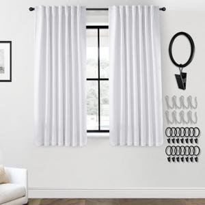 PANELSBURG White Curtains 54 Inch Length for Bedroom 2 Panels Set,Short Window Blackout Linen Back Tab Rod Pocket Thermal Insulated Curtains for Kitchen Kids Room
