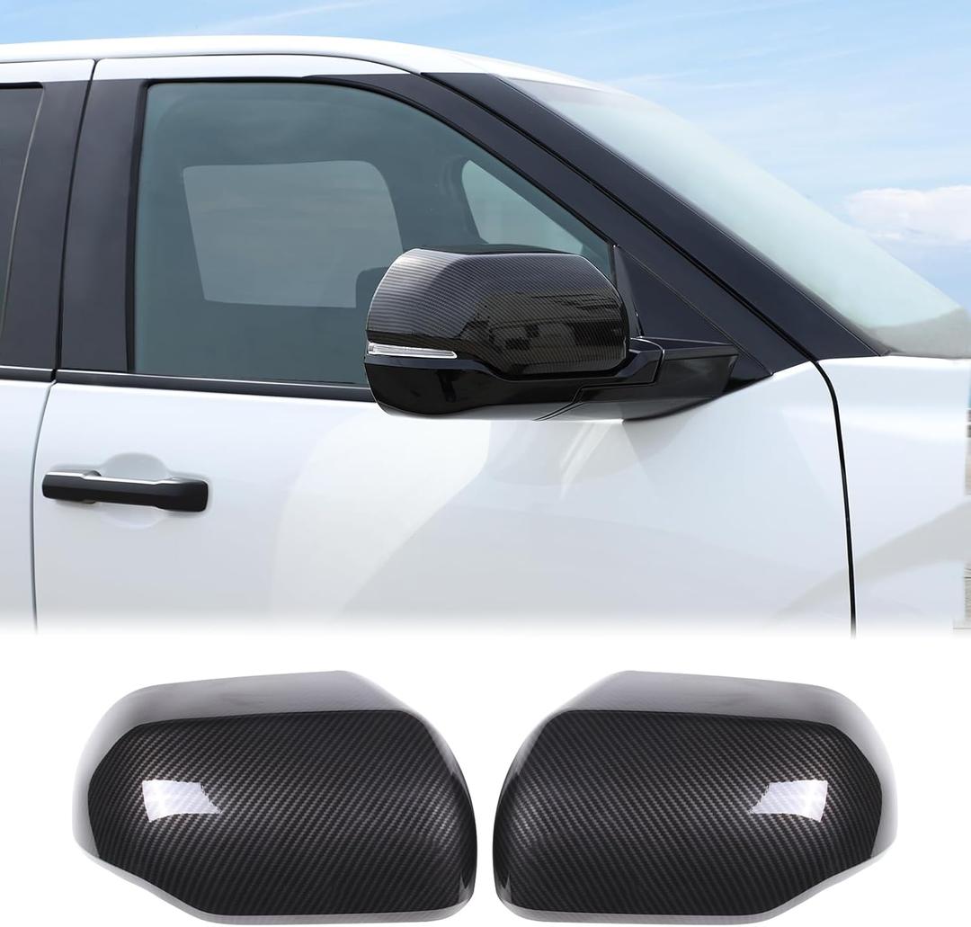 Car Door Rear View Mirror Cover Trim Compatible with Toyota Tundra/Sequoia 2022-2025 Exterior Side Rearview Mirror Housing Cap Protective Cover Accessories, Only Fit With Turn Signal Lights Version (Carbon Fiber Pattern)