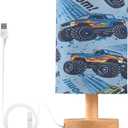 CEBUGI Monster Truck Cars Table Lamps for Living Room Bedside Lamps Nightstand Lamps for Bed Room with USB Charging Port,Traditional Night Light 5.12x9.7in