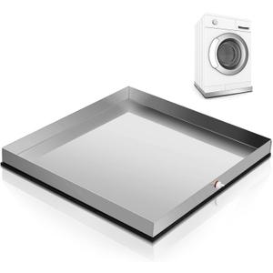 Tandefio 28" x 30" x 2.5" Washing Machine Drain Pan Washing Machine Tray for Floor Protection Heavy Duty 304 Stainless Steel Dishwasher Leak Pan with Drain Hole and Anti-slip Bottom Pad