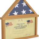 HBCY Creations Flag Display Case with Certificate Holder for 5' x 9.5' American Veteran Burial Flag, Solid Wood with Glass Front with Wall Mount or Standing Display, Weathered Wood