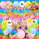 3 Pack 3.2ft x 8.2ft Rainbow Metallic Tinsel Curtains Mexican Fiesta Party Photo Backdrop Foil Fringe Curtains Photo Booth Props for Birthday Party,Tie Dye Bridal Shower Party Decorations