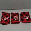 MCEAST 3 Pack Christmas Hand Towels 14 x 25 Inch Cotton Towels Embroidered Christmas Bath Towels Red and Black Buffalo Plaid Hand Towels for Bathroom Kitchen Soft Washcloths for Drying, Cleaning