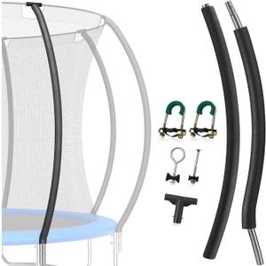 Replacement Trampoline Pole, Universal Trampoline Net Poles with Foam Sleeve, 1 Lower & 1 Upper Safety Trampolines Pole Universal Fit for 8-16ft
