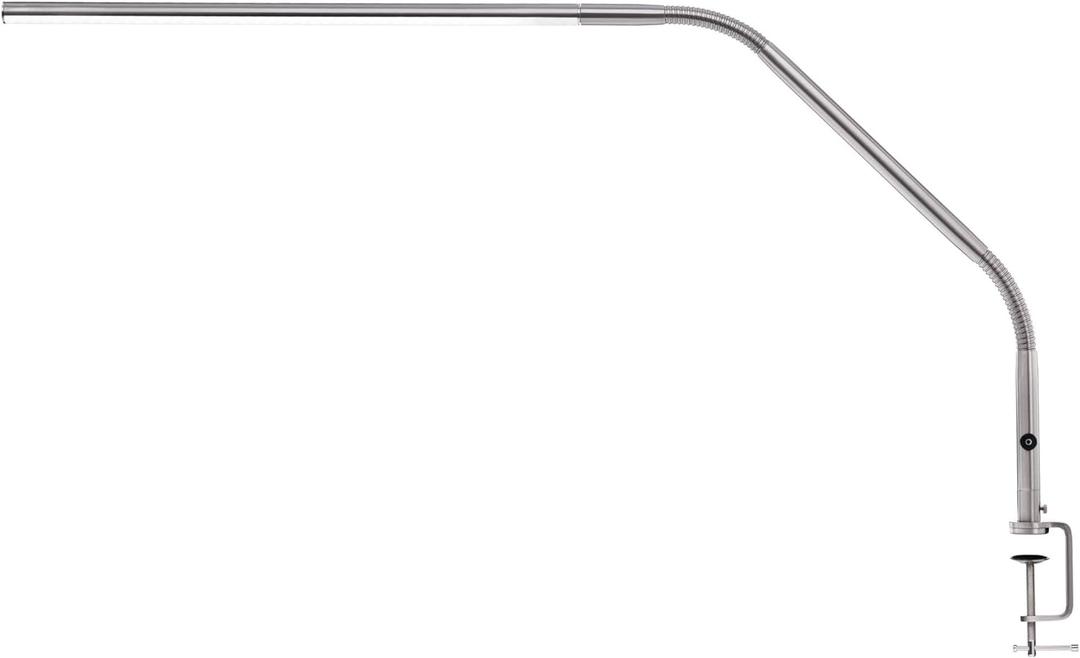 Daylight Company, LLC U35108 Slimline 3 Table Lamp-LED-80 CRI-Eye Care-4 Brightness Levels, 3,000 LUX at 30 cm, 1,065 LUMENS-4 Step DIMMER Mode, Brushed Steel, 25.6 x 30 x .8 (White)