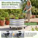 Large Rolling Garden Planter Box with Geotextile Grow Bag & Plastic Tray Pad, Galvanized Metal Raised Garden Bed Outdoor with Wheels for Flowers Tomatoes Vegetables Olive Trees, 2x2 ft