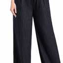 NIMIN Women's Pull On Wide Leg Pants - Drawstring Trousers for Work & Business Casual Comfort (Black, S)