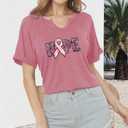 Breast Cancer Shirts for Women Pink Cancer Awareness Tee Shirt Breast Survivor Tee