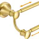 Hoimpro Adjustable Retractable 15-27 Inches Stainless Steel Bathroom Towel Bar, Bathroom Accessories Bath Hotel Double Towel Bar Rod Hanger Wall Mounted Towel Holder Towel Rack, Brushed Gold