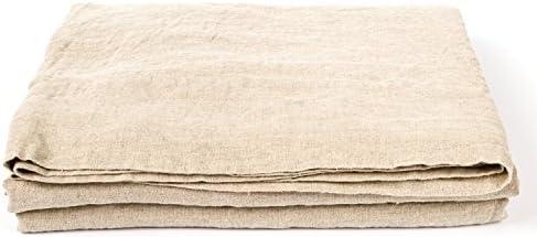 LinenMe 0299105 90" X 102" Stone Washed Bed Linen Flat Sheet, Standard, Natural