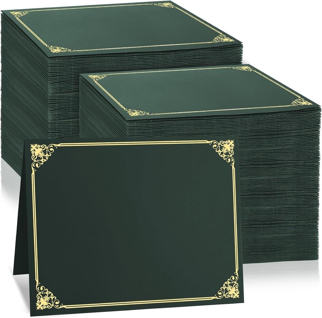 150 Pcs Certificate Holders Bulk, Hunter Green Diploma Covers Gold Foil Border, Document Covers for Letter Size 8.5x11" Award Certificates, Cardstock, Document Papers, Graduation