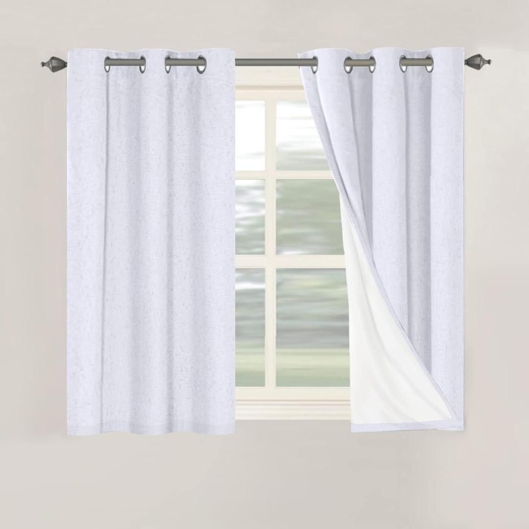H.VERSAILTEX Primitive Linen Curtains 100% Blackout Curtain Drapes Burlap Curtains with White Thermal Insulated Liner, Grommet Top Drapes Living Room/Bedroom (2 Panels, 42 x 45 Inch, Bright White) H.VERSAILTEX Primitive Linen Curtains 100% Blackout Curtain Drapes Burlap Curtains with White Thermal Insulated Liner, Grommet Top Drapes Living Room/Bedroom (2 Panels, 42 x 45 Inch, Bright White)