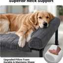 Veehoo Fluffy Plush Double Dog Couch Bed for Two Large Dogs, Washable Elevated Dog Beds with Removable Bolster Cushion, Cooling Raised Pet Cot with Breathable Mesh, No-Slip Feet, 59 x 37 inches, Grey