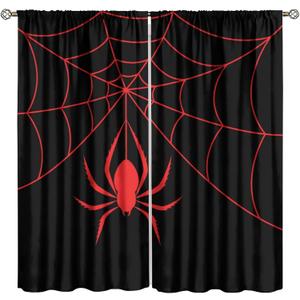 Super Hero Spider Web Boys Black Red Window Curtains for Teen Room Bedroom Playroom Home Decor Drapes 2 Panel Sets,42x45 Inch Decor Style-7