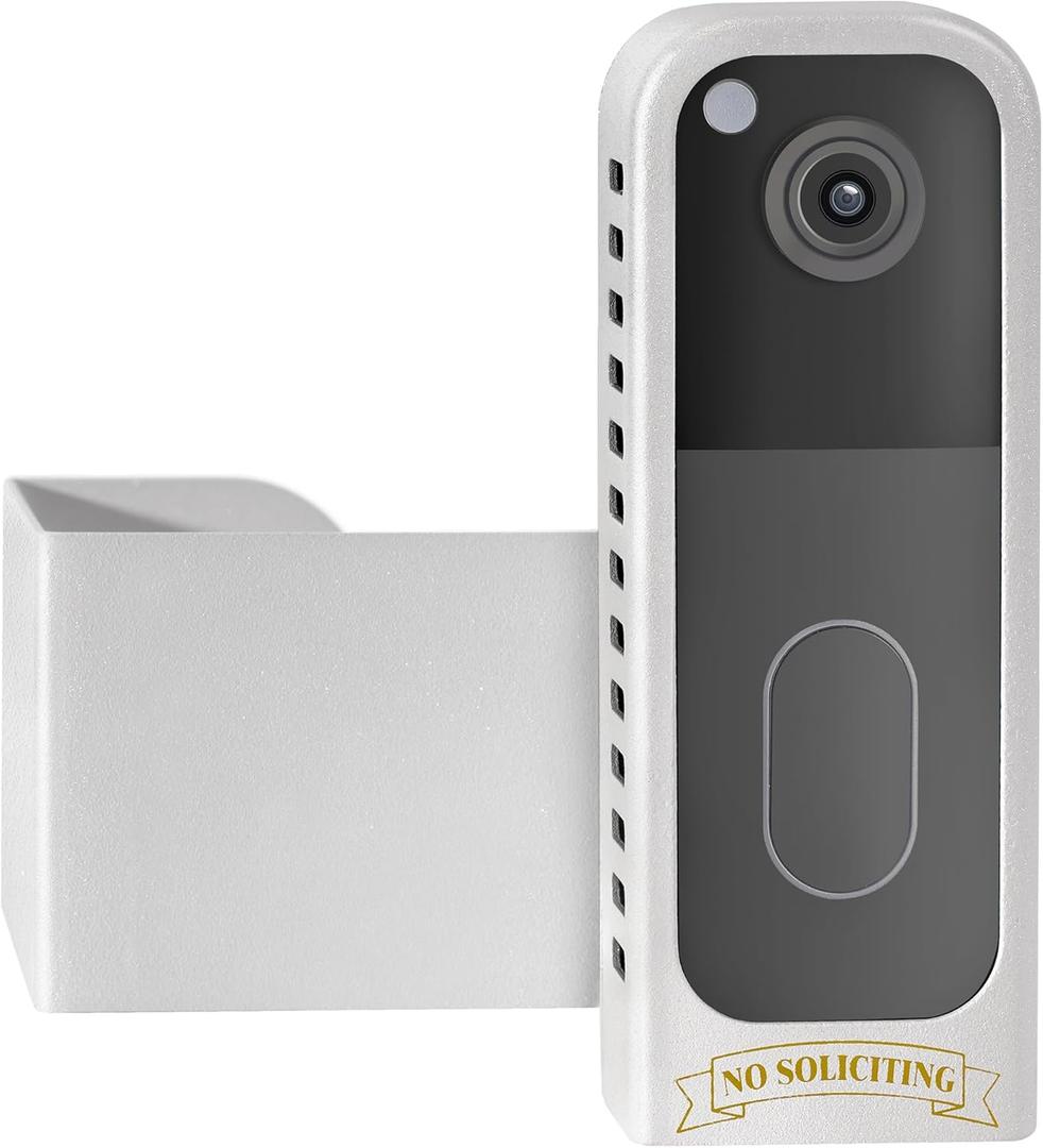 Anti Theft Blink Doorbell Mount - Metal Blink Door Holder No Drill for Apartment - White Doorbell Bracket Renter Friendly for 2nd Gen & 1st Gen