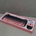 Cute Cat 2.4G USB Wireless Keyboard and Mouse Combo, Silent Keys, Candy Colors, Compatible with Notebook, PC (BlackPink-84Keys)