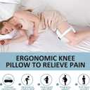 beslovo Side Sleeper Knee Pillow, Memory Foam Leg Pillow, Ergonomic Between Leg Pillow Eases Back Hip Pain, Spine Alignment Sciatica Relief, Knee Pillow with Ice Silk Cover and Elastic Strap (White)