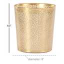CosmoLiving by Cosmopolitan Metal Small Waste Bin with Laser Carved Floral Design, 9" x 9" x 10", Gold